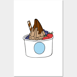 Frozen Yogurt Cup Chocolate and Fruit Posters and Art